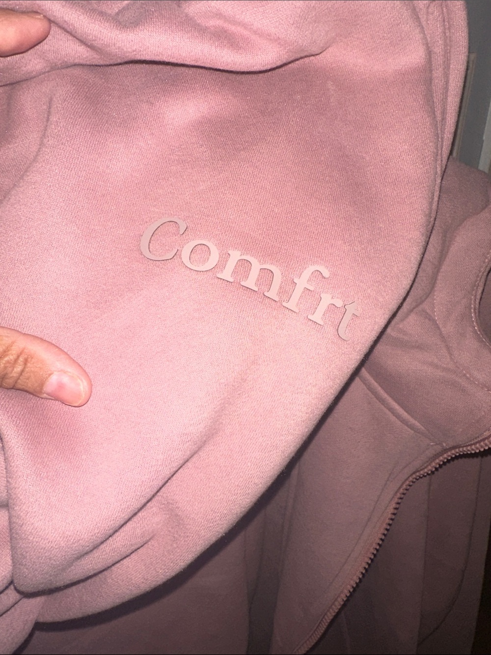 Comfrt Women's ORCHID Zip Bomber Jacket with Hood set with bottom.NEW - Picture 3 of 4